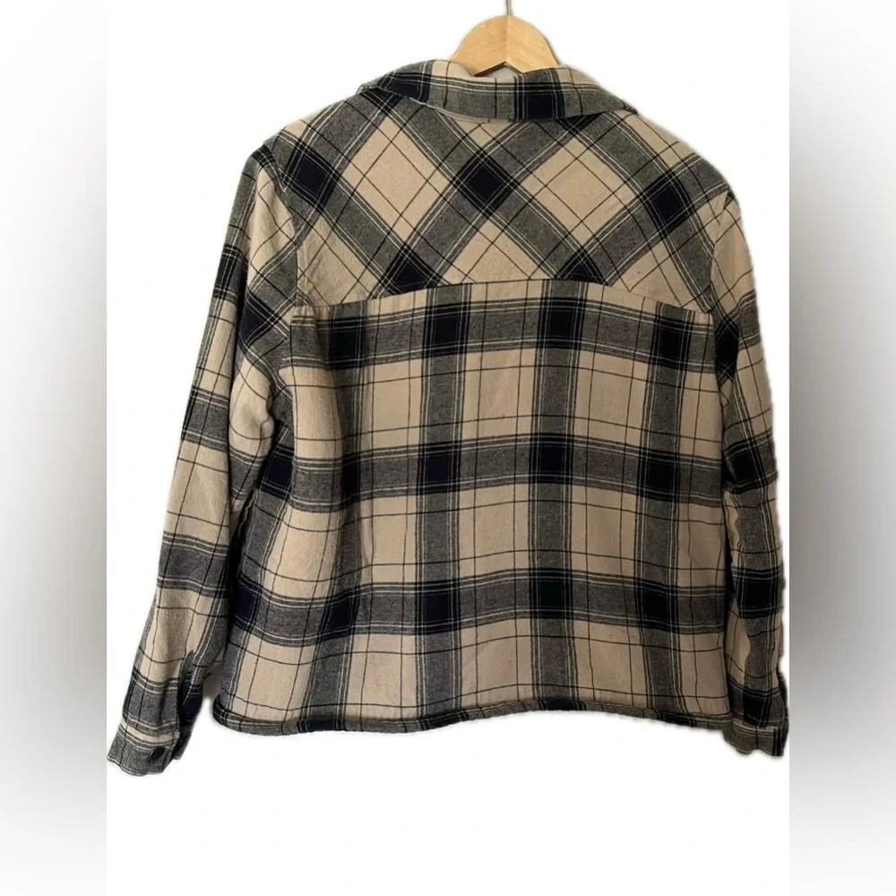 Plaid Lucky Brand Women's Jacket Black and Tan size L - Picture 2 of 9